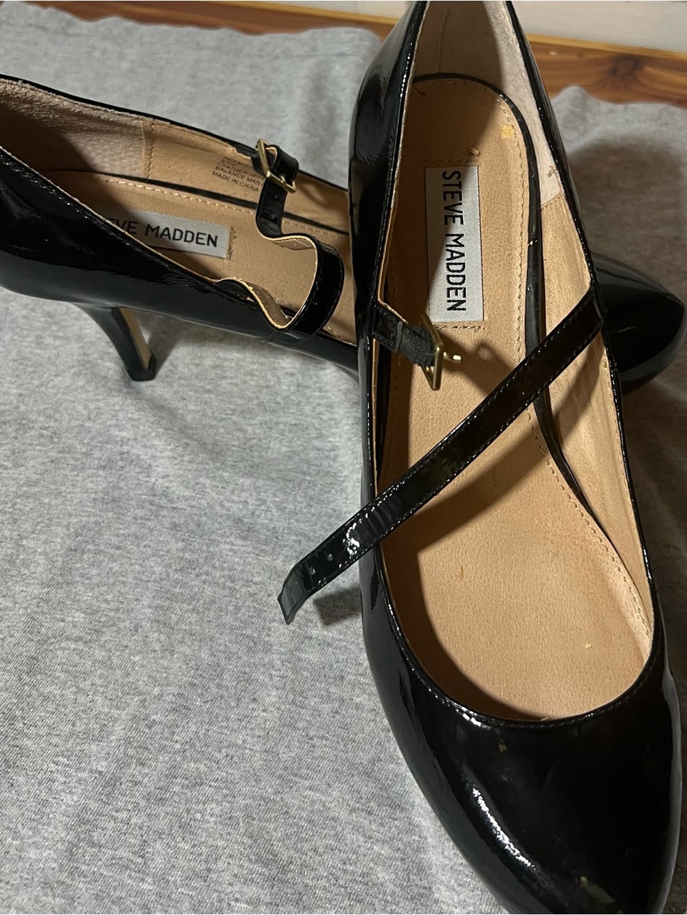 Premier Black Patent Mary Jane Heels with Strap